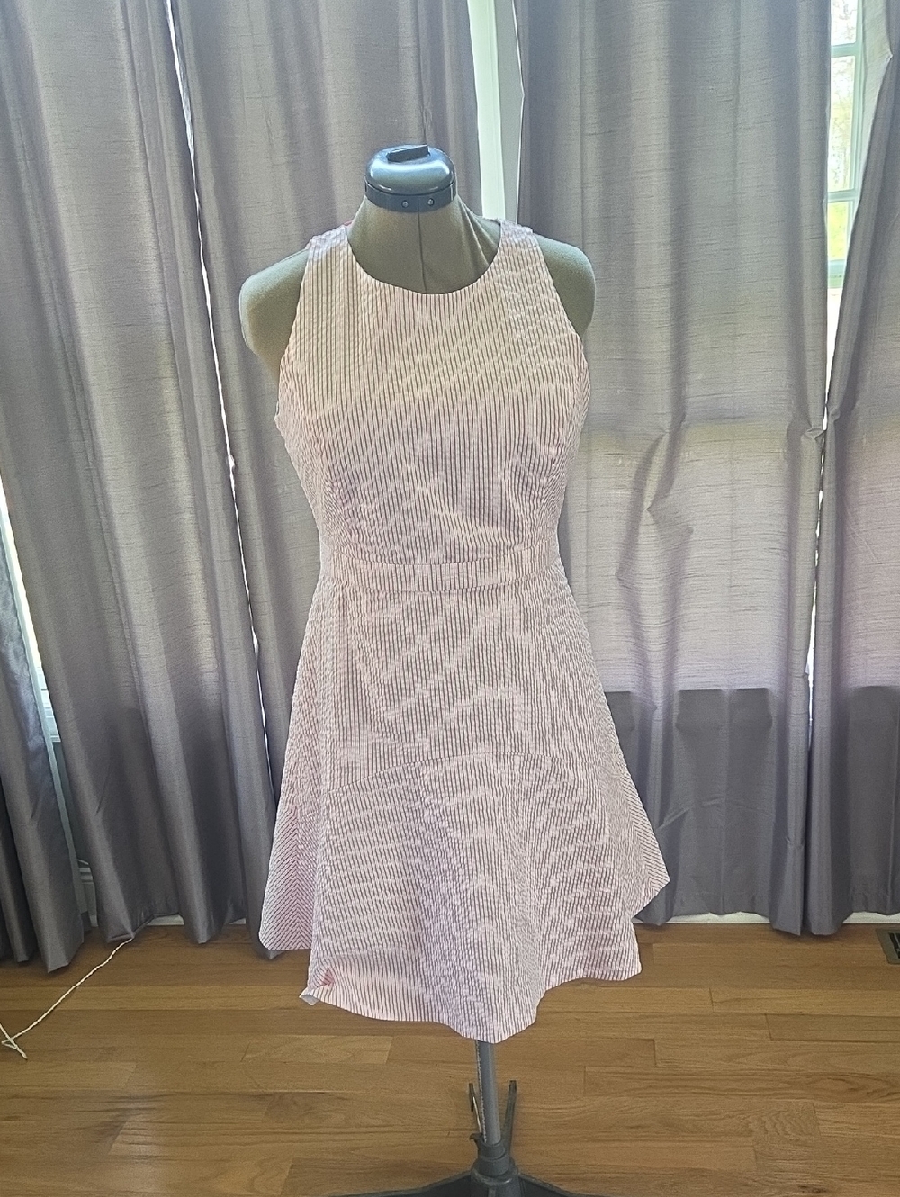 J. Crew Light Pink Sleeveless Seersucker Fit & Flare Dress